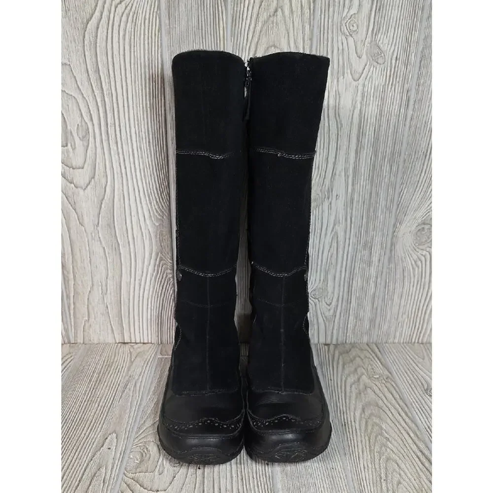 The North Face Anna Purna Tall Black Suede Leather Boots Womens Size 8.5